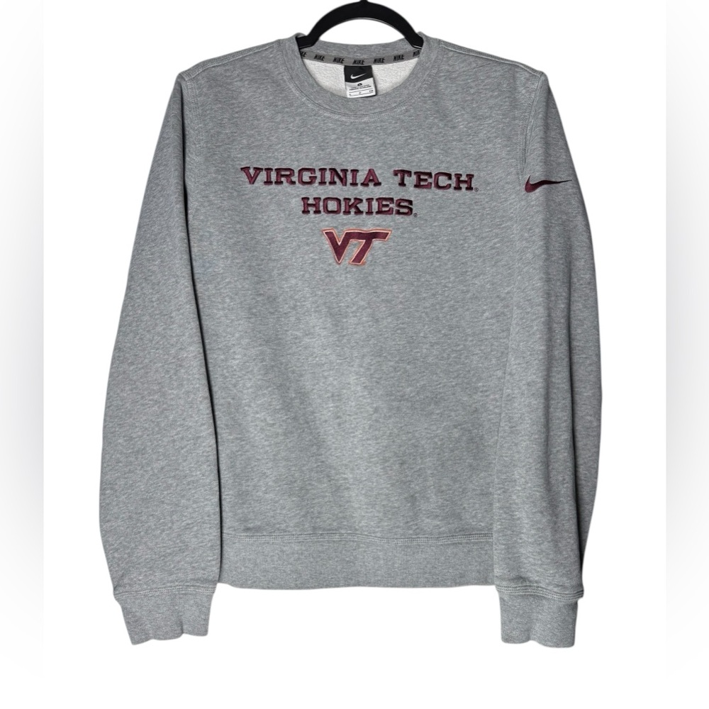 Nike Virginia Tech Hokies Crewneck Sweatshirt Small Gray Fleece Embroidered Logo